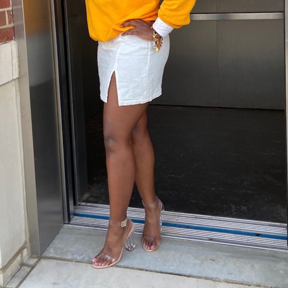 White Linen Mini Skirt